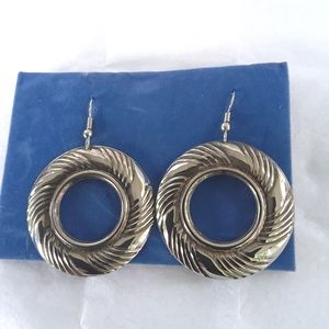 Silver Tone Circle Drop Earrings